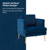 HULALA HOME Fauteuil d'appoint en Velours Fauteuil Club Moderne en Velours avec Coussin Amovible et Pieds en Métal Doré Canapé Capitonné en Velours pour Salon Club Réception Clients Bleu Marine
