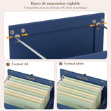 FirFurd Bibliotheque Meuble de Rangement avec Prise/USB, 2 Portes 2 Tiroirs pour Dossiers Suspendus, Armoire Bureau Bibliothèque Livre pour Salon Cuisine 116x40x182cm Bleu