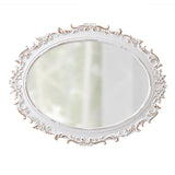Sintosin Miroir Mural Ovale Baroque 54 x 40 cm, Miroirs Vintage Blancs Déprimés pour Le Salon, Miroirs en Bois pour Salle de Bain, Entrée, Miroir Mural Design horizontaux ou verticaux