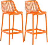 CLP Lot de 2 tabourets de Bar Jardin Air, chaises de Jardin Dossier, tabourets de comptoir résistants aux intempéries, UV, polypropylène, Couleur:Orange