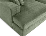 Lisa Design - Collins - canapé Droit 4 Places avec Double méridienne - Assise Profonde - en Velours texturé, Vert
