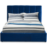 Menzzo Lit Double Luftani avec sommier relevable 140x190cm Velours Bleu