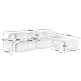 Canapé 3 Places avec revêtement hautement élastique, Canapé d'angle modulaire avec accoudoirs extra larges, Pour salonen hambre et home cinéma, en tissu velours côtelé Beige (sans assemblage)