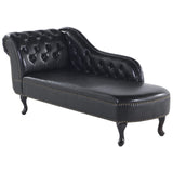 Chaise Longue Côté Gauche Méridienne en Cuir PU Noir Glamour Elégant Salon Nimes