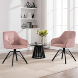 WOLTU Chaise Pivotante à 360°, Chaise Salle à Manger, Chaise Scandinave, Chaise de Cuisine, Fauteuil Salle à Manger, en Velours, Assise Rembourrée, Pieds en Métal, Rose, BH365rs-1
