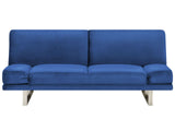 Canapé Convertible 2 Places en Velours Bleu Marine Accoudoirs Ajustables York