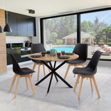 IDMarket - Table à Manger Ronde Alix 6 Personnes Pied araignée Bois et Noir 110 cm