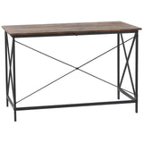 Beliani Bureau Home Office Bois Foncé avec Pieds en Métal Noir 115 x 60 cm Futon