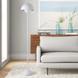 Alpinaluz Lampadaire en Acier avec Abat-jour Bombé – Style Scandinave et Rétro – Éclairage Indirect vers le Bas – Douille E27 – Interrupteur au Pied – Pour Salon ou Chambre (Blanc)