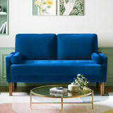 Vesgantti Petit Canapé 2 Places en Velours Bleu 121cm Coussin à Ressorts, Causeuse de Salon Moderne