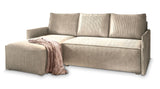 Masseno Canapé d'angle PERUSI avec Fonction Couchage Forme en L, Classique, avec Coffre de Rangement, Ensemble canapé de Salon - Beige