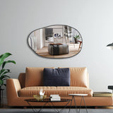 CASSILANDO Miroir Mural irrégulier, Miroir asymétrique à Fixation Murale, Miroir de courtoisie Unique, Miroir décoratif pour Salon, Salle de Bain, Chambre, entrée, décoration Murale 85 x 52 cm