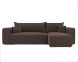 GREKPOL Canapé d'angle Convertible 145x248 à Gauche ou à Droite - Canapé 3 Places Convertible - Canapé avec Espace de Rangement - Canapé Lit - Canapé Convertible - Sofa Marron