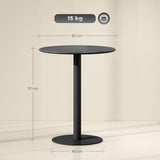 HOMCOM Table à manger ronde pour 2 personnes au design minimaliste, table moderne en acier, pour intérieur et extérieur, Ø 60 x 72 cm, noir