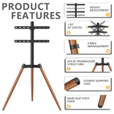 Support TV Universel avec Trépied RFIVER - Trépied Easel - Écrans mesurant Entre 32 et 65 Pouces - Téléviseurs LCD/LED/OLED/QLED - Pivotement et Hauteur réglable - VESA 400x400 - Brun