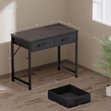 PAMRAY Petit Bureau d'ordinateur de 80 cm avec 2 tiroirs pour Chambre, étude, écriture, Bureau à Domicile pour Petits espaces, Noir