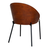 Canelas Dining Chair - Chaise de salle à manger en gris clair avec dossier marron foncé et pieds noirs - vendu par 2