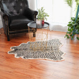 Tapis à imprimé léopard en fausse fourrure de 0,9 x 1 m, convient pour chambre à coucher, salon, décoration occidentale, moquette en fausse fourrure de vache, noir et marron
