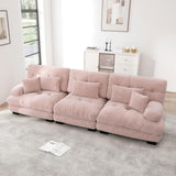 EURHCIO Canapé 3 Places en Chenille,Canapé Modulable avec Coussin et Accoudoirs Rembourrés Circulaires,pour Salon,Bureau et Home Cinéma (Rose)