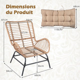COSTWAY Fauteuil de Jardin en Rotin PE, Charge 180 kg, Chaise de Jardin avec Coussin Amovible, Cadre en Métal, Dossier Incliné, Fauteuil Exterieur pour Piscine Porche Balcon, 84 x 68 x 87 cm (Brun,1)