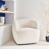 Alice's Home - Fauteuil Cosy Rond pivotant en Bouclette crème. Laya. L 79.5 x P 77.5 x H 67cm