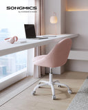 SONGMICS Chaise de Bureau, Fauteuil Pivotant en Tissu Coton-Lin, Siège Confort, Rembourrage en Mousse, Réglable en Hauteur, pour Bureau, Chambre, Rose Bonbon OBG020P01