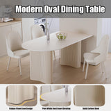 YYZIWYUN Table de Salle à Manger Blanche Ovale 140 cm - Grande Table Rectangulaire Moderne pour 2, 4, 6 Personnes