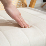 HOMCOM Fauteuil Relax pour Salon Chambre Confortable, Chaise cannage avec Dossier en rotin et Coussin rembourré et accoudoirs, Bois Naturel