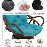Chaise à bascule pivotante solide avec coussin ultra doux pour meubles de jardin et de terrasse en rotin avec tapis épais lavable vert