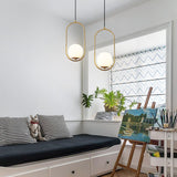 KCO Lighting Suspension Luminaire Rétro Réglable Dorée Avec Boule en Verre Blanc de 15cm pour Restaurant, Salon, Chambre à Coucher, Cuisine, Bar, Couloir