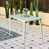 LOKKHAN Table à manger rectangulaire moderne en métal pour 6 personnes - Table intérieure et extérieure - Table de café, bar, bureau et réunion - Jardin - Balcon - 120 x 60 x 76 cm - Vert pois