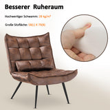 MCombo 4779-1 Fauteuil de Relaxation Moderne pour Salon avec Coussin de Taille rétro Vintage Fauteuil de Lecture Fauteuil de Salon Fauteuil rembourré sans Tabouret en Microfibre Marron