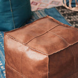 Baoblaze Housse de Pouf Marocain Non Rembourrée - Couverture de Pouf en Cuir PU Imperméable, pour Rangement et Déco Salon, Style Bohème, Siège de Sol et Repose-Pieds pour Chambre