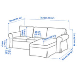 IKEA EKTORP Hallarp Canapé 3 places avec méridienne Beige
