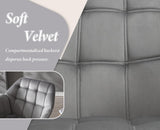 chairus Fauteuil Scandinave de Salon avec Pieds en Métal Modern Chaise de Chambre Capitonné en Velours (Gris-1)