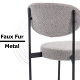 chairus Lot de 2 Tabourets de Bar de Cuisine Tabourets de Comptoir de Déjeuner en Fausse Fourrure avec Cadre en Métal (Gris)