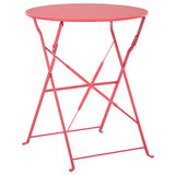 Beliani Salon de Jardin Bistrot Table et 2 Chaises en Acier Rouge Pliable avec Patins Fiori
