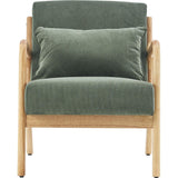 HOMIFAB Fauteuil en Bois et Velours côtelé Vert - Lanna