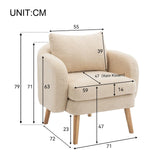 KOMHTOM Fauteuil de salon beige avec rembourrage en tissu peluche pour salon, chambre à coucher, balcon (beige)
