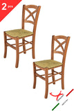 t m c s Tommychairs - Set 2 chaises Cross pour Cuisine, Bar et Salle à Manger, Robuste Structure en Bois de hêtre peindré en Couleur Cerisier et Assise en Paille