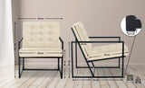 CLP Fauteuil Lounge Avon en Velours I Chaise Capitonnée avec Pieds en Métal I Cadre Solide, Couleur:crème