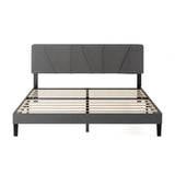 Zinus Maya Sommier 160x200 cm avec Lattes en Bois - Hauteur 30 cm - Tête & Cadre de Lit Double Tapissier - Montage Facile - Gris Foncé