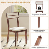COSTWAY Chaise Salle a Manger Lot de 2, Chaises Hautes avec Dossier Haut, Siège Rembourré, Pieds en Bois de Caoutchouc, Fauteuil Salle a Manger sans Accoudoirs, Charge 180 KG (Noyer)