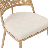 Merax Lot de 2 Chaises de Salle à Manger, Chaises de Cuisine avec Siège en Polyuréthane et Dossier en Rotin, Chaise Rembourrée pour Salle à Manger, Salon et Chambre à Coucher, Pieds en Métal, Beige