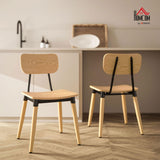 HOMCOM Lot de 2 chaises de Salle à Manger chaises de Cuisine Modernes avec Pieds en Acier et Dossier incurvé pour Salle à Manger, Chambre, Salon, Effet Bois Naturel
