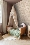 papier peint fleurs vintage beige et vieux rose 0.53 x 10.05 m - ESTAhome