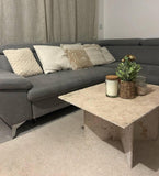 Table basse travertin "modele X " (grand plateau 80x60) (Table seule)