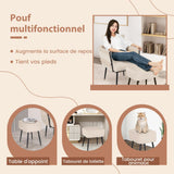 RELAX4LIFE Fauteuil de Salon avec Repose-Pieds, Fauteuil d’Appoint en Velours avec Oreiller Confortable | Pieds Métalliques Robustes| Patins Ajustables, Conception Semi-entourante 65X66X80CM, Beige