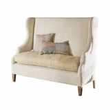 Loberon Canapé Ombra, style classique avec oreilles, mélange de matériaux nobles, fauteuil à oreilles, siège, lin, polyester, bois de manguier, crème/beige
