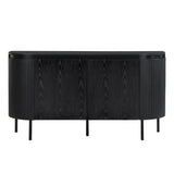 Merax Buffet moderne en bois 145 x 43 x 78 cm avec étagères réglables et pieds en métal, idéal pour le salon et la salle à manger, noir